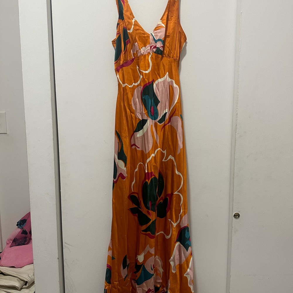 Reformation Orange Sleeveless Maxi Sundress